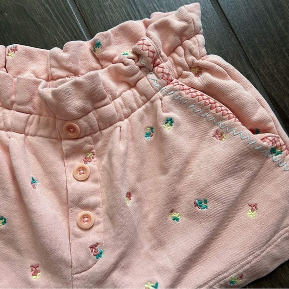 Something Navy Hazel Floral Print Paperbag Sweat Shorts in Pink Sz M - Picture 4 of 6